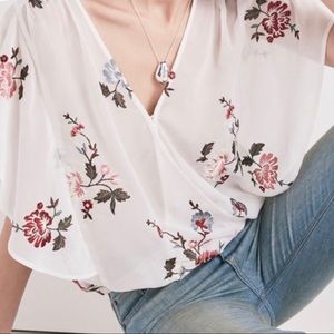 WOMENS LUCKY BRAND SHEER FLORAL TOP